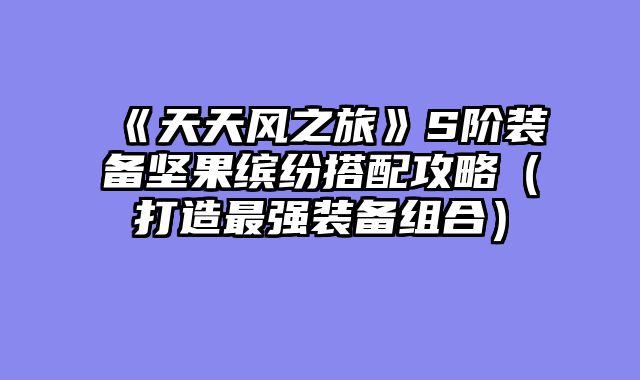 《天天风之旅》S阶装备坚果缤纷搭配攻略（打造最强装备组合）