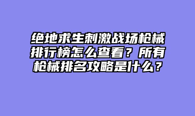 绝地求生刺激战场枪械排行榜怎么查看？所有枪械排名攻略是什么？