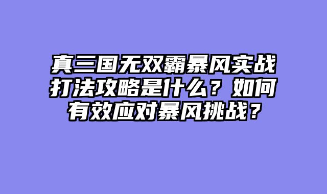 真三国无双霸暴风实战打法攻略是什么?如何有效应对暴风挑战?