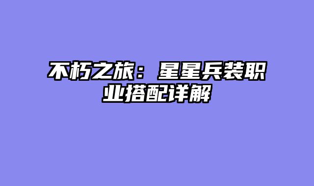 不朽之旅：星星兵装职业搭配详解