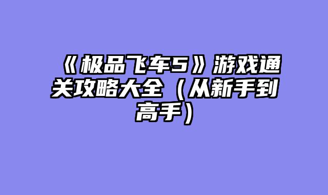 《极品飞车5》游戏通关攻略大全（从新手到高手）