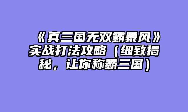 《真三国无双霸暴风》实战打法攻略（细致揭秘，让你称霸三国）