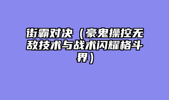 街霸对决（豪鬼操控无敌技术与战术闪耀格斗界）