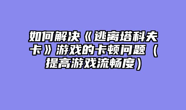 如何解决《逃离塔科夫卡》游戏的卡顿问题（提高游戏流畅度）