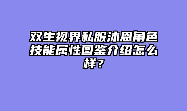 双生视界私服沐恩角色技能属性图鉴介绍怎么样？