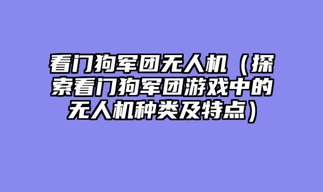 看门狗军团无人机（探索看门狗军团游戏中的无人机种类及特点）