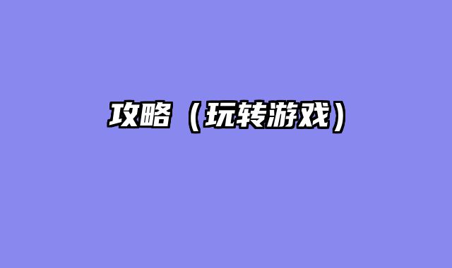 攻略（玩转游戏）