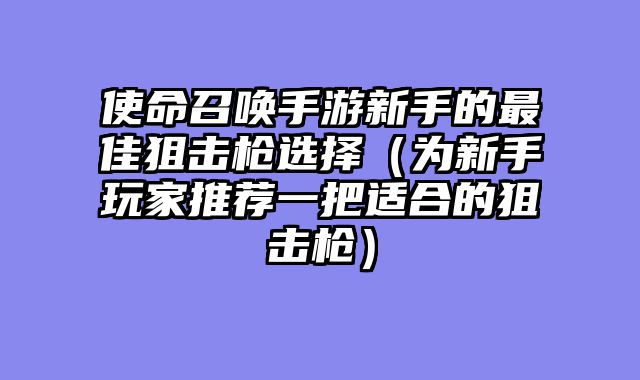 使命召唤手游新手的最佳狙击枪选择（为新手玩家推荐一把适合的狙击枪）