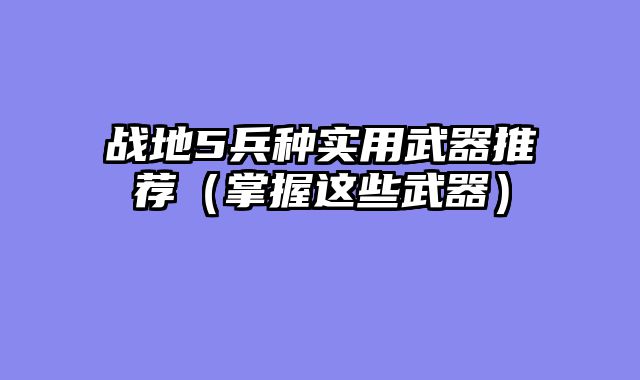 战地5兵种实用武器推荐（掌握这些武器）