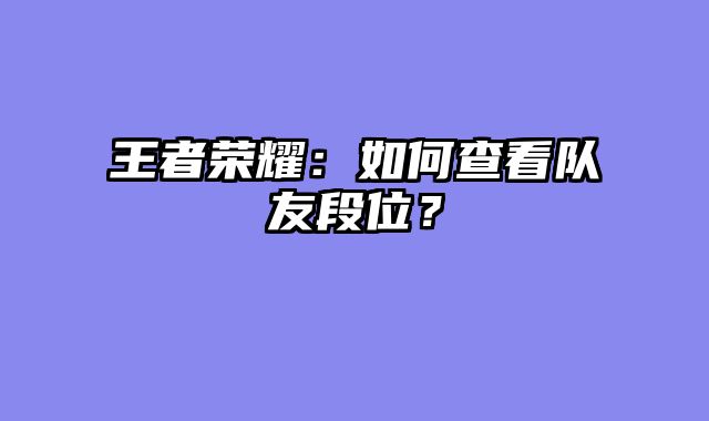 王者荣耀：如何查看队友段位？