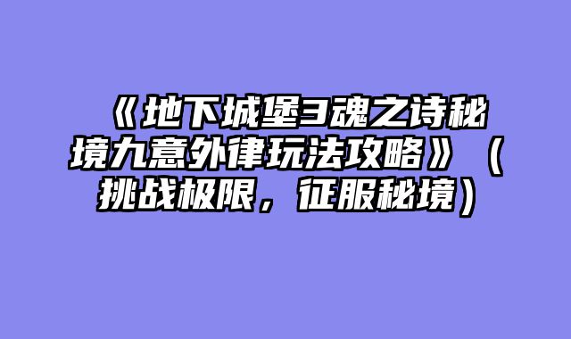《地下城堡3魂之诗秘境九意外律玩法攻略》（挑战极限，征服秘境）