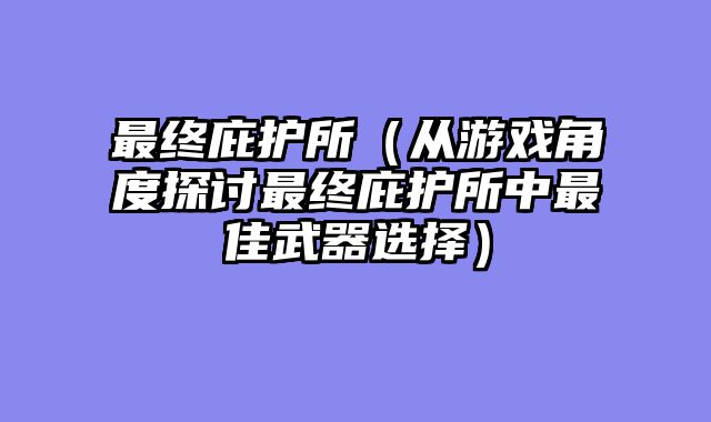 最终庇护所（从游戏角度探讨最终庇护所中最佳武器选择）