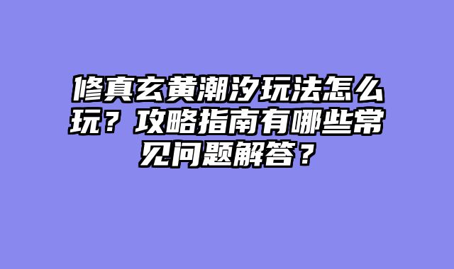 修真玄黄潮汐玩法怎么玩？攻略指南有哪些常见问题解答？