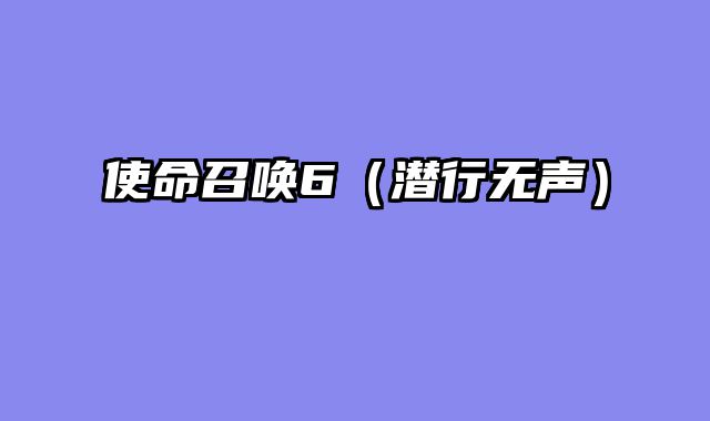 使命召唤6（潜行无声）