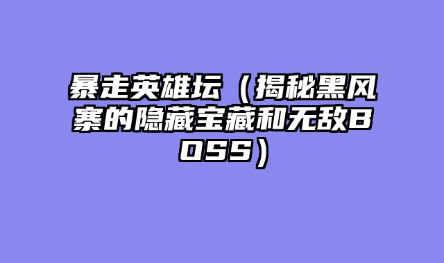 暴走英雄坛（揭秘黑风寨的隐藏宝藏和无敌BOSS）