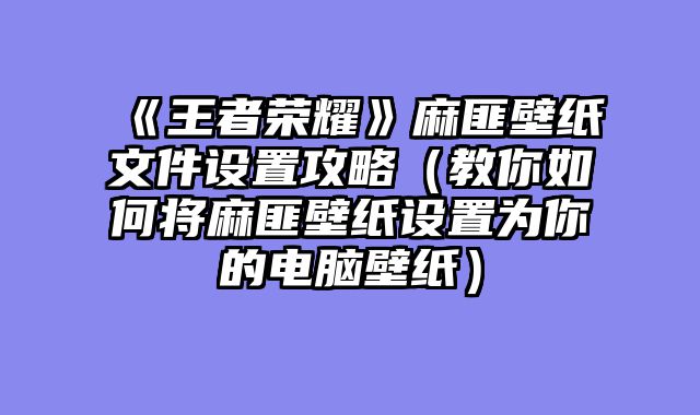 《王者荣耀》麻匪壁纸文件设置攻略（教你如何将麻匪壁纸设置为你的电脑壁纸）