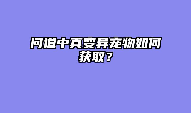 问道中真变异宠物如何获取？