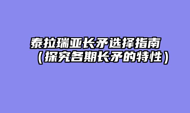 泰拉瑞亚长矛选择指南（探究各期长矛的特性）