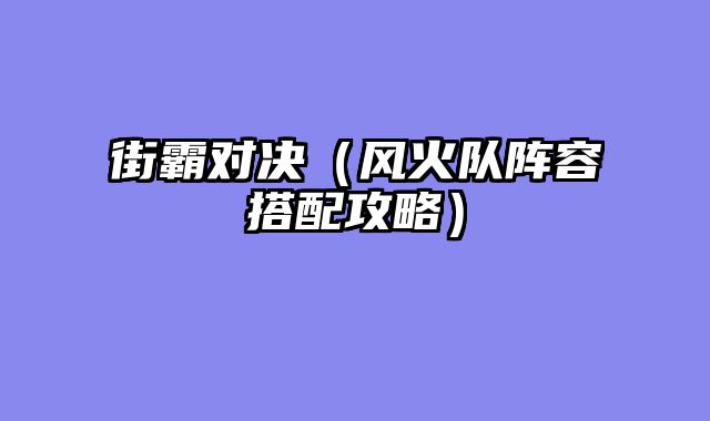 街霸对决（风火队阵容搭配攻略）