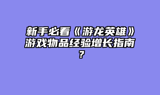 新手必看《游龙英雄》游戏物品经验增长指南？