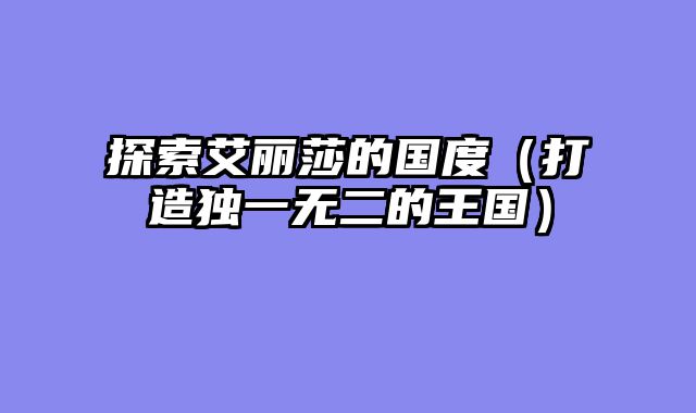 探索艾丽莎的国度（打造独一无二的王国）