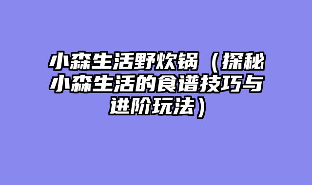 小森生活野炊锅（探秘小森生活的食谱技巧与进阶玩法）