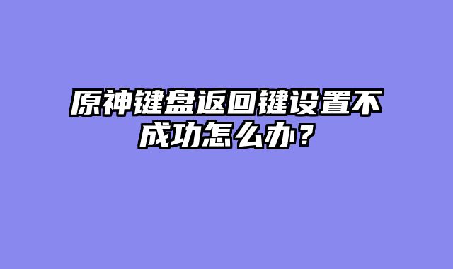 原神键盘返回键设置不成功怎么办？