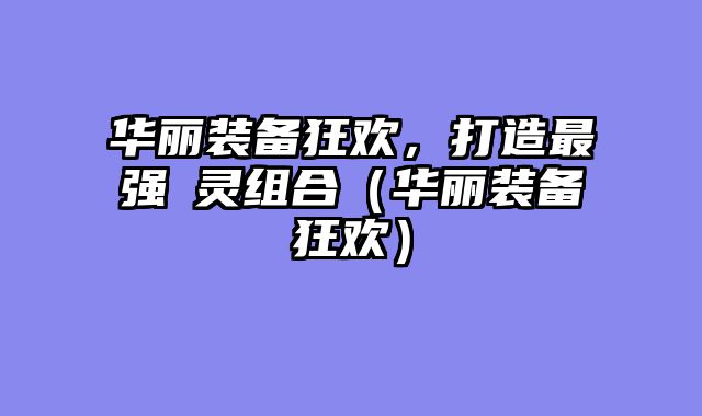 华丽装备狂欢，打造最强炁灵组合（华丽装备狂欢）