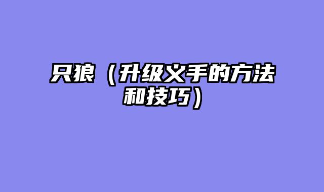 只狼（升级义手的方法和技巧）