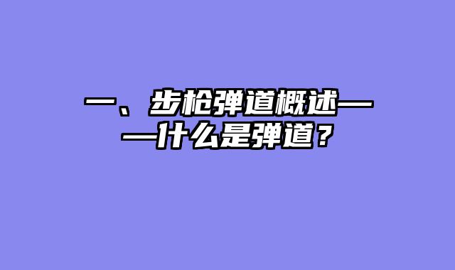一、步枪弹道概述——什么是弹道？