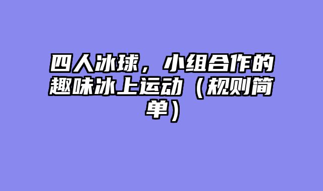 四人冰球，小组合作的趣味冰上运动（规则简单）