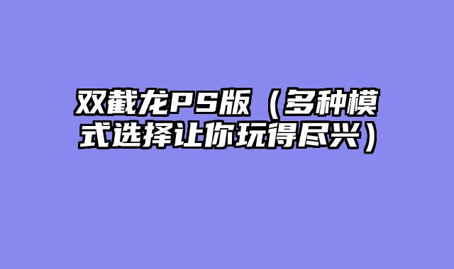双截龙PS版（多种模式选择让你玩得尽兴）