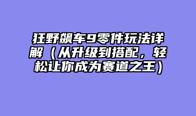 狂野飙车9零件玩法详解（从升级到搭配，轻松让你成为赛道之王）