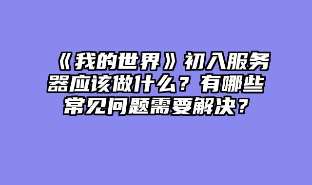 《我的世界》初入服务器应该做什么？有哪些常见问题需要解决？