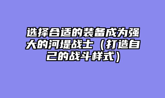 选择合适的装备成为强大的河堤战士（打造自己的战斗样式）