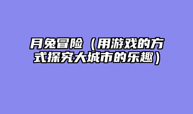 月兔冒险（用游戏的方式探究大城市的乐趣）