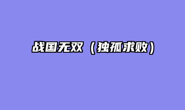 战国无双（独孤求败）