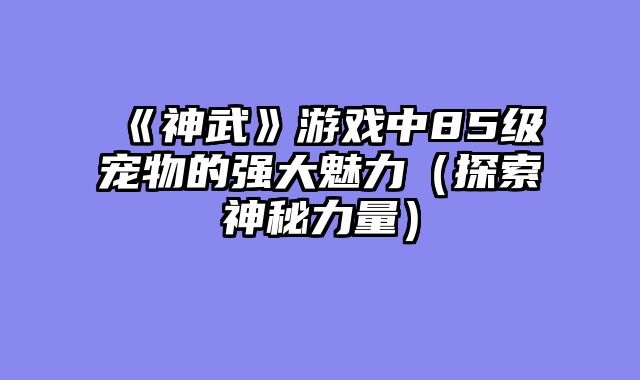 《神武》游戏中85级宠物的强大魅力（探索神秘力量）