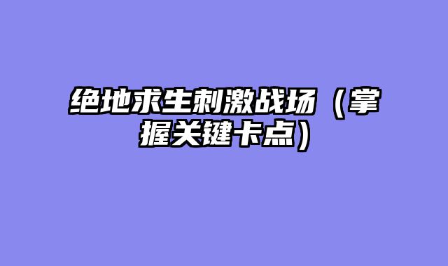 绝地求生刺激战场（掌握关键卡点）