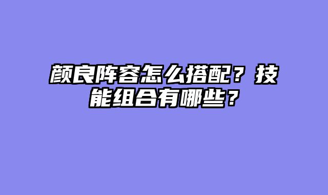 颜良阵容怎么搭配？技能组合有哪些？