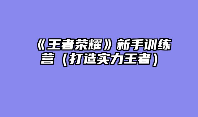 《王者荣耀》新手训练营（打造实力王者）
